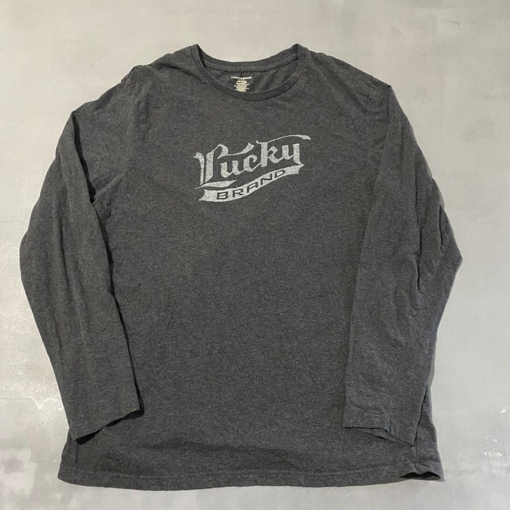 Lucky Brand Shirt Mens Size‎ XL Gray soft sleepwear long sleeve logo
